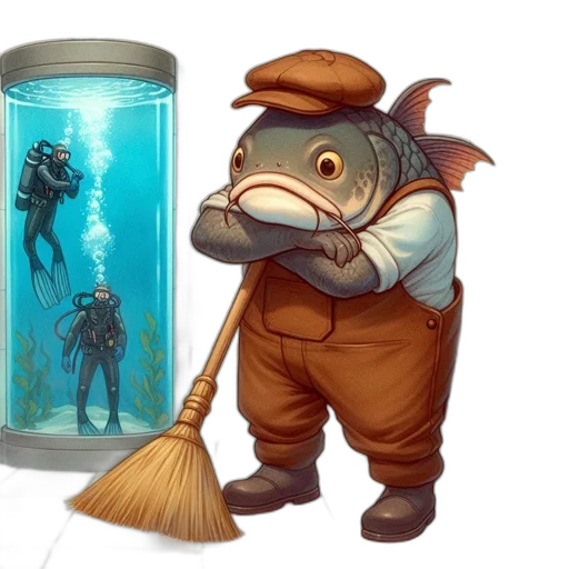 creature, concept art, fantasy art, comic book art, photorealistic, underwater, blue, two transparent PNG cut-out