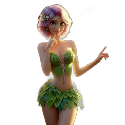 dress, 3d render, concept art, fantasy art, pixel art, green, fantastical, fairy transparent PNG cut-out