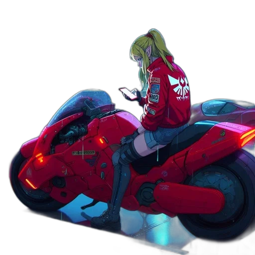 weapon, robot, jacket, car, concept art, anime, 3d render, cyberpunk transparent PNG cut-out