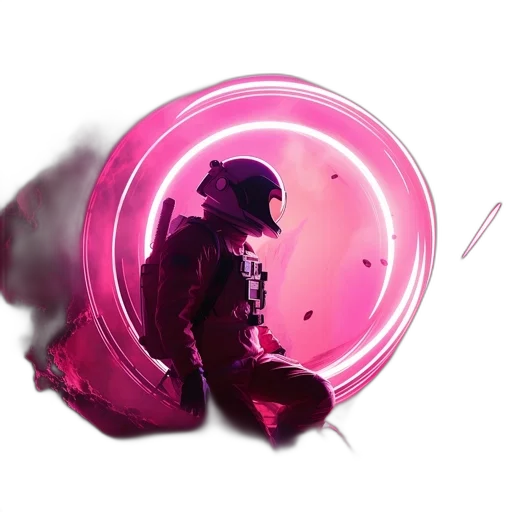 weapon, bottle, mask, hat, concept art, vaporwave, 3d render, cyberpunk transparent PNG cut-out