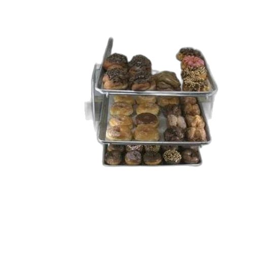 food, jewelry, 3d render, earth tones, display, case, bakery, filled transparent PNG cut-out