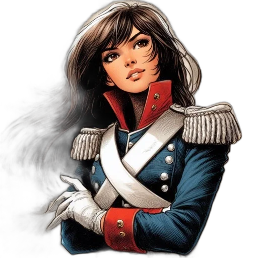 jacket, staff, face, comic book art, concept art, fantasy art, photorealistic, woman transparent PNG cut-out