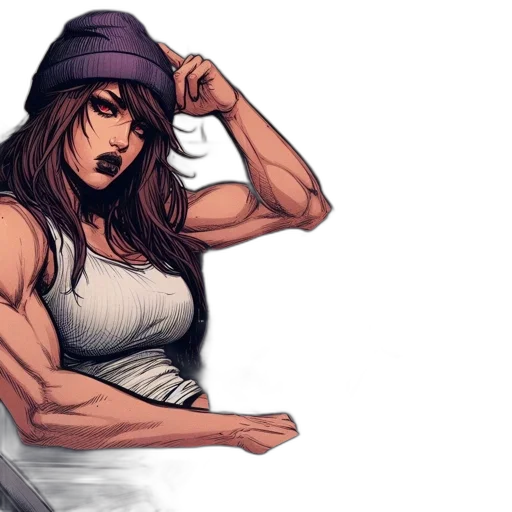 hat, comic book art, concept art, fantasy art, watercolor, woman, vivid, red transparent PNG cut-out