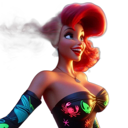 dress, 3d render, concept art, cartoon, photorealistic, fire, neon lights, animated transparent PNG cut-out