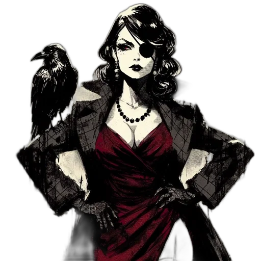 dress, comic book art, concept art, fantasy art, pixel art, dark, red, monochrome transparent PNG cut-out
