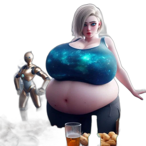 robot, food, concept art, 3d render, fantasy art, photorealistic, outer space, indoor transparent PNG cut-out