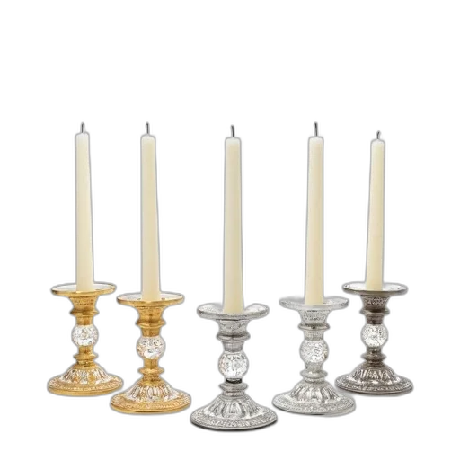 jewelry, set, five, crystal, candle, holders, intricate, designs transparent PNG cut-out