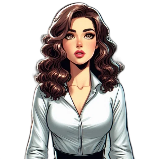 dress, jacket, face, staff, comic book art, cartoon, concept art, pixel art transparent PNG cut-out