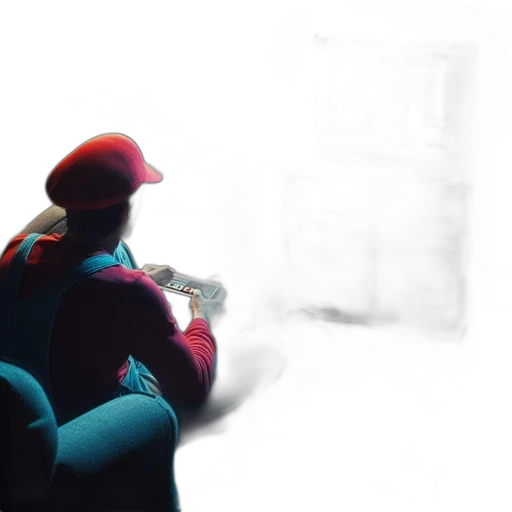 hat, bottle, robot, mask, 3d render, concept art, vaporwave, comic book art transparent PNG cut-out