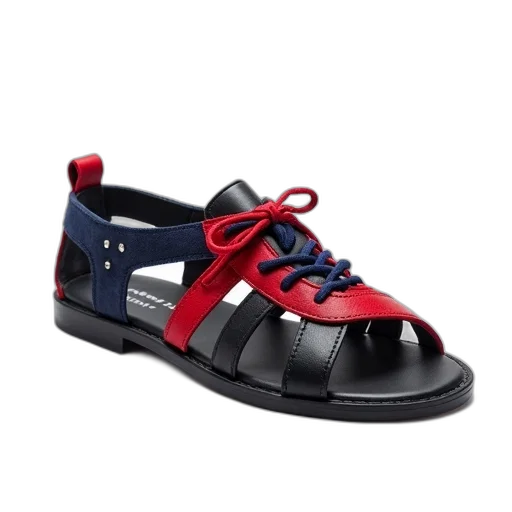 shoes, black, red, sandal, toe, post, blue, lacing transparent PNG cut-out