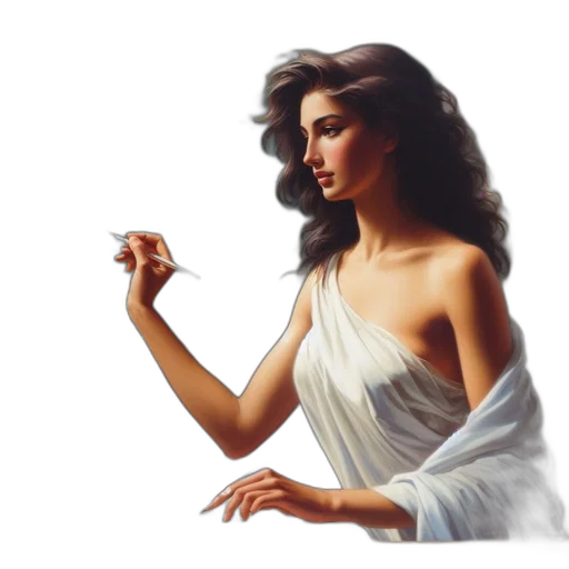 dress, jewelry, oil painting, photorealistic, fantasy art, concept art, fire, woman transparent PNG cut-out