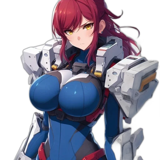 robot, weapon, jacket, dress, anime, concept art, cyberpunk, pixel art transparent PNG cut-out