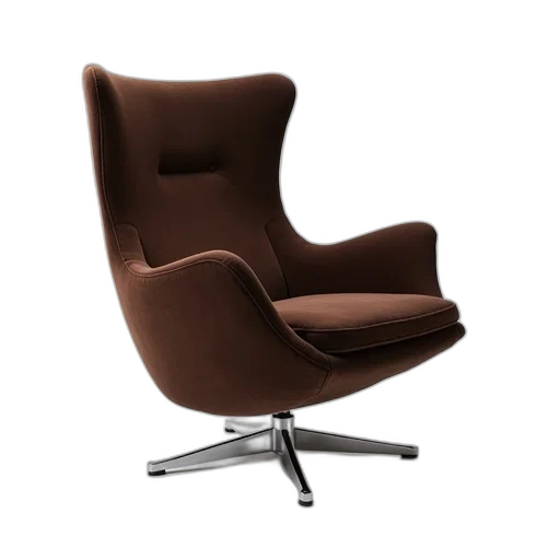 furniture, 3d render, photorealistic, classic, lounge, chair, chrome, base transparent PNG cut-out