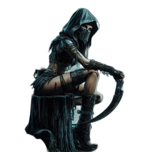 staff, mask, weapon, sword, concept art, cyberpunk, fantasy art, comic book art transparent PNG cut-out