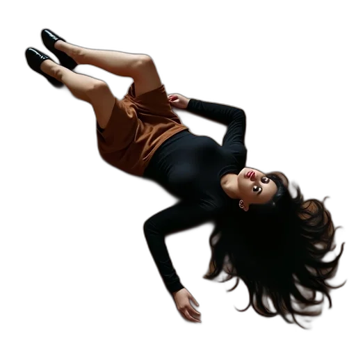 shoes, dress, photorealistic, 3d render, woman, lying, her, back transparent PNG cut-out