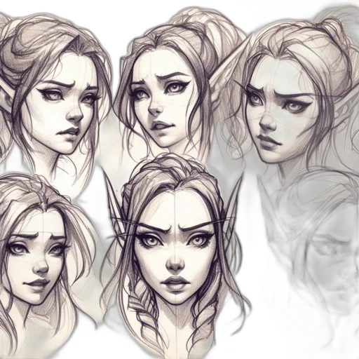 face, concept art, fantasy art, comic book art, pencil sketch, pastel, monochrome, dark transparent PNG cut-out