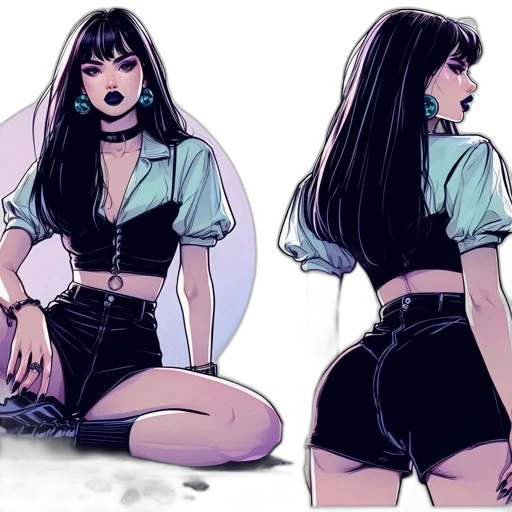 dress, jacket, creature, concept art, comic book art, cartoon, cyberpunk, neon lights transparent PNG cut-out