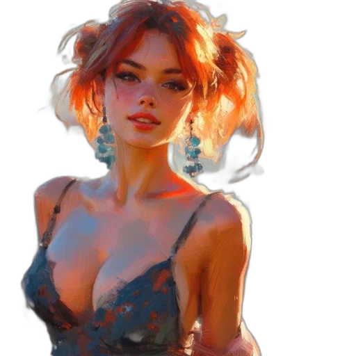 dress, face, fantasy art, concept art, oil painting, photorealistic, neon lights, fire transparent PNG cut-out