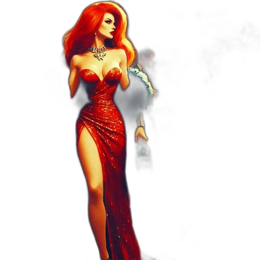 dress, fantasy art, concept art, comic book art, pixel art, fire, red, elegant transparent PNG cut-out