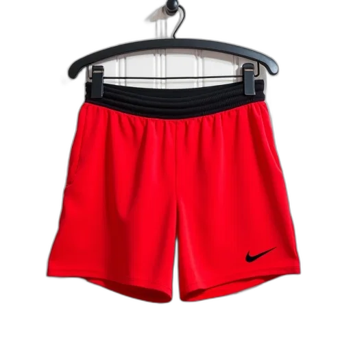 red, pair, shorts, black, waistband, nike, logo, right transparent PNG cut-out