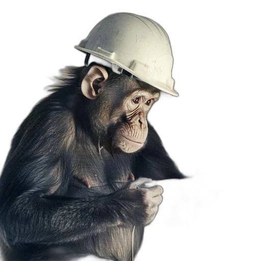 hat, staff, animal, photorealistic, 3d render, concept art, chimpanzee, wearing transparent PNG cut-out
