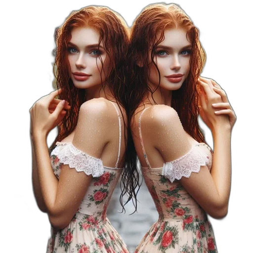 dress, photorealistic, 3d render, fantasy art, concept art, red, two, identical transparent PNG cut-out