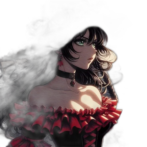 dress, comic book art, photorealistic, fantasy art, concept art, fire, fog, red transparent PNG cut-out