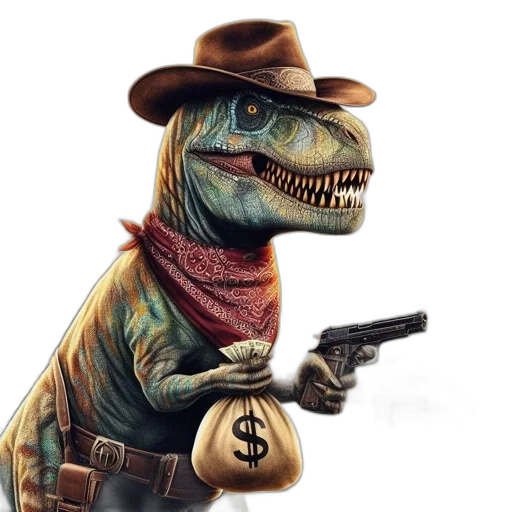 animal, weapon, concept art, photorealistic, comic book art, fantasy art, anthropomorphic, tyrannosaurus transparent PNG cut-out