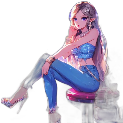 dress, jewelry, shoes, concept art, anime, pixel art, fantasy art, neon lights transparent PNG cut-out
