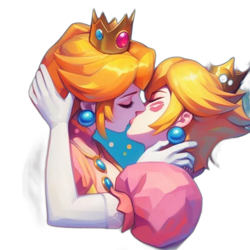 crown, pixel art, concept art, watercolor, fantasy art, two, animated, princesses transparent PNG cut-out