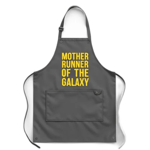 gray, apron, yellow, text, design, reads, mother, runner transparent PNG cut-out