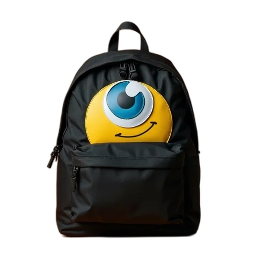 jacket, 3d render, photorealistic, concept art, anime, black, backpack, yellow transparent PNG cut-out