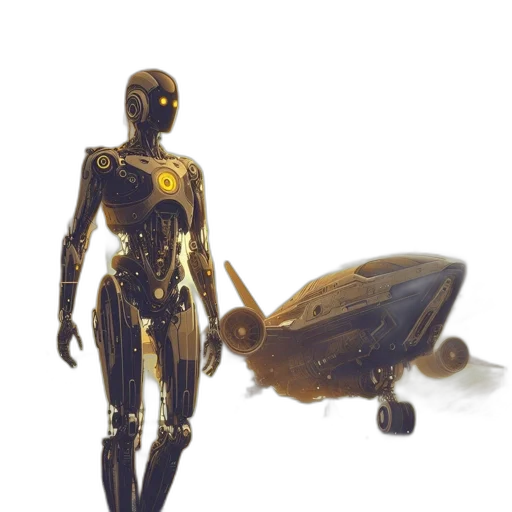 robot, weapon, staff, creature, concept art, 3d render, fantasy art, comic book art transparent PNG cut-out