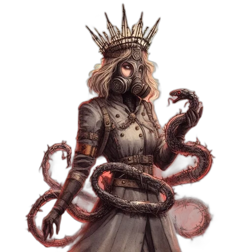 crown, staff, creature, concept art, fantasy art, comic book art, pixel art, dark transparent PNG cut-out