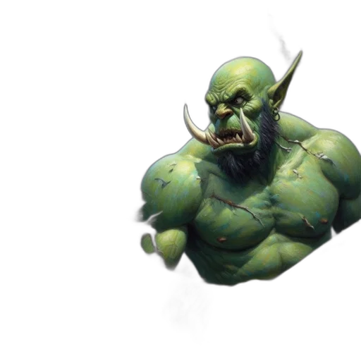 creature, concept art, fantasy art, 3d render, comic book art, green, orc-like, bird transparent PNG cut-out