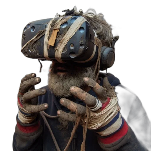 mask, face, staff, hat, concept art, cyberpunk, 3d render, fantasy art transparent PNG cut-out