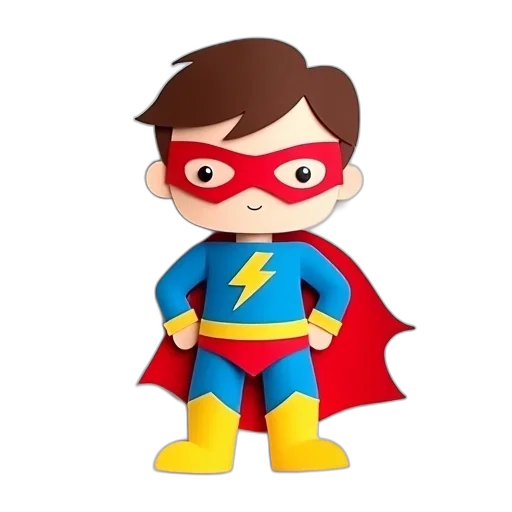 comic book art, cartoon, 3d render, concept art, paper, craft, superhero, red transparent PNG cut-out