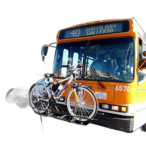 photorealistic, orange, bus, route, number, destination, south, bay transparent PNG cut-out