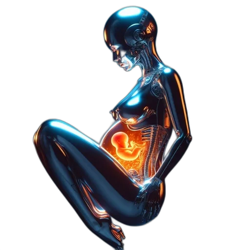 robot, concept art, pixel art, cyberpunk, comic book art, neon lights, metallic, humanoid transparent PNG cut-out