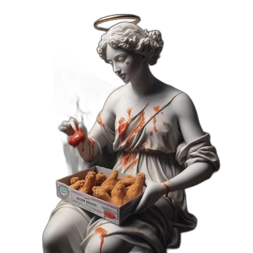 food, photorealistic, concept art, fantasy art, pixel art, angelic, figure, depicted transparent PNG cut-out