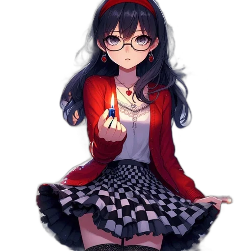 dress, jacket, weapon, staff, anime, pixel art, fantasy art, cartoon transparent PNG cut-out