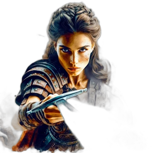 weapon, sword, fantasy art, concept art, comic book art, photorealistic, fire, female transparent PNG cut-out