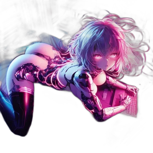 weapon, sword, robot, cyberpunk, concept art, vaporwave, fantasy art, neon lights transparent PNG cut-out