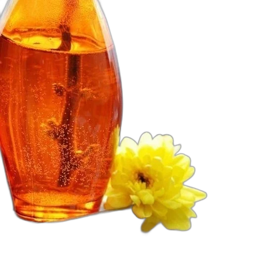 bottle, flower, crown, vibrant, yellow, rests, beside, orange transparent PNG cut-out