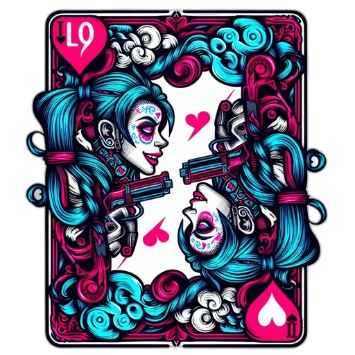pixel art, concept art, fantasy art, comic book art, stylized, queen, hearts, depicted transparent PNG cut-out