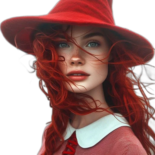 hat, dress, face, hair, photorealistic, fantasy art, oil painting, comic book art transparent PNG cut-out
