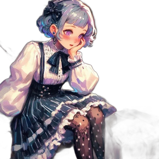 dress, staff, robot, face, watercolor, anime, concept art, fantasy art transparent PNG cut-out