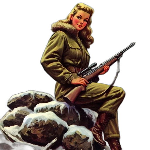 jacket, weapon, staff, comic book art, concept art, photorealistic, snow, fire transparent PNG cut-out