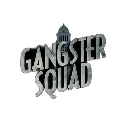 concept art, image, features, title, gangster, squad, bold, metallic transparent PNG cut-out