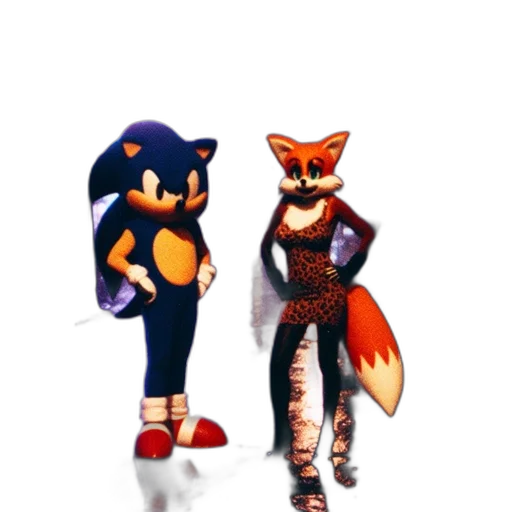 concept art, pixel art, 3d render, fantasy art, two, characters, sonic, tails transparent PNG cut-out